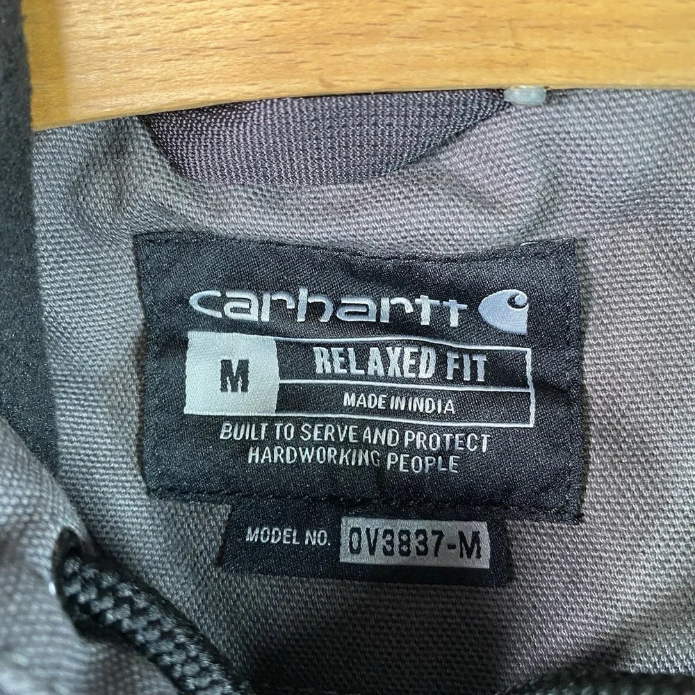 Carhartt Duck Canvas Fleece Lined Vest Mens M Relaxed Fit Gray Hooded 103837 GVL